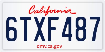 CA license plate 6TXF487