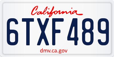CA license plate 6TXF489