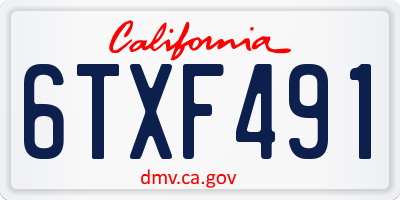 CA license plate 6TXF491