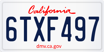 CA license plate 6TXF497