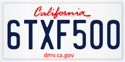 CA license plate 6TXF500