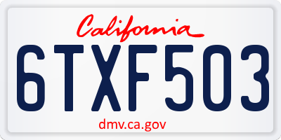 CA license plate 6TXF503