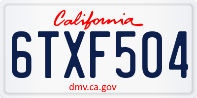 CA license plate 6TXF504