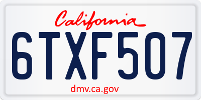 CA license plate 6TXF507