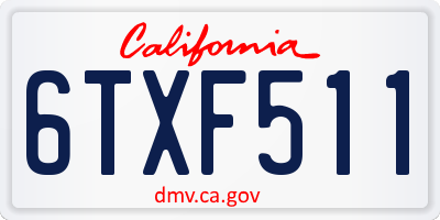 CA license plate 6TXF511