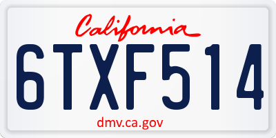 CA license plate 6TXF514