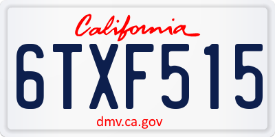CA license plate 6TXF515
