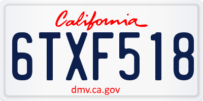 CA license plate 6TXF518