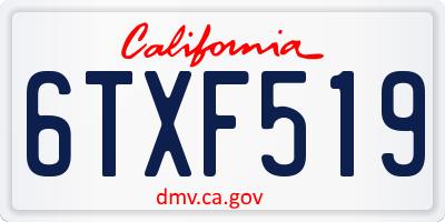 CA license plate 6TXF519