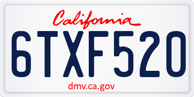 CA license plate 6TXF520