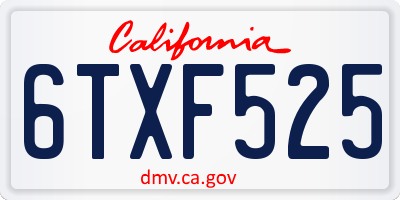 CA license plate 6TXF525