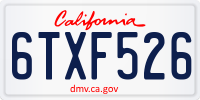 CA license plate 6TXF526