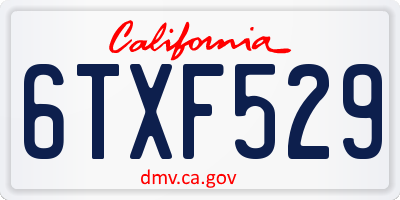 CA license plate 6TXF529