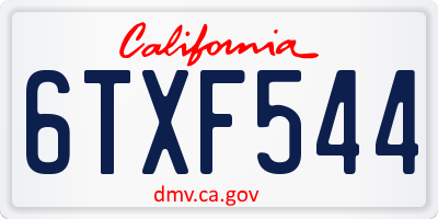 CA license plate 6TXF544
