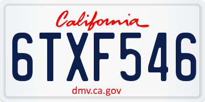 CA license plate 6TXF546