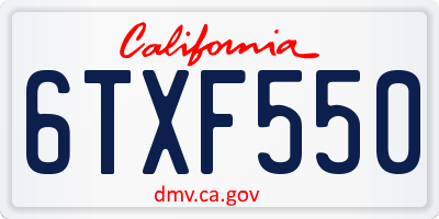 CA license plate 6TXF550