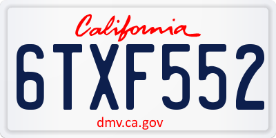 CA license plate 6TXF552