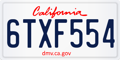 CA license plate 6TXF554