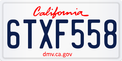 CA license plate 6TXF558