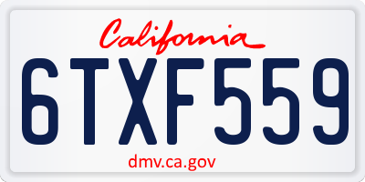 CA license plate 6TXF559