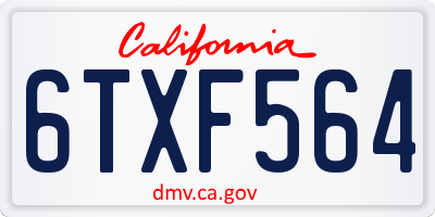 CA license plate 6TXF564