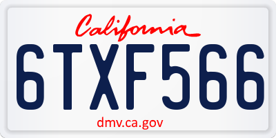 CA license plate 6TXF566