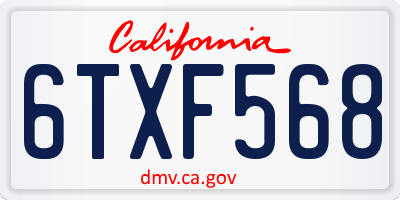 CA license plate 6TXF568