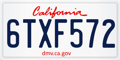 CA license plate 6TXF572