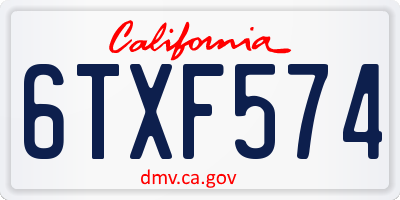 CA license plate 6TXF574