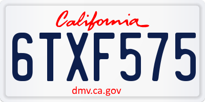 CA license plate 6TXF575