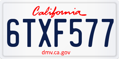 CA license plate 6TXF577