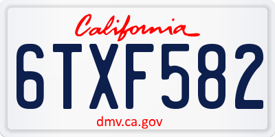 CA license plate 6TXF582