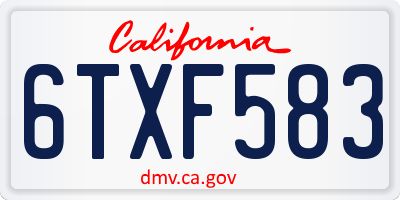 CA license plate 6TXF583