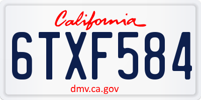 CA license plate 6TXF584