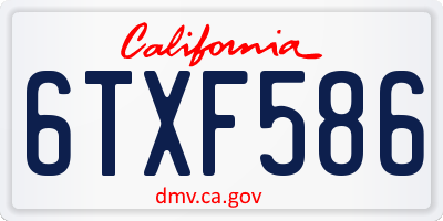 CA license plate 6TXF586