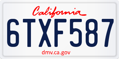 CA license plate 6TXF587