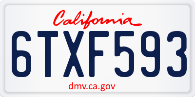 CA license plate 6TXF593