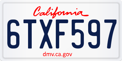CA license plate 6TXF597