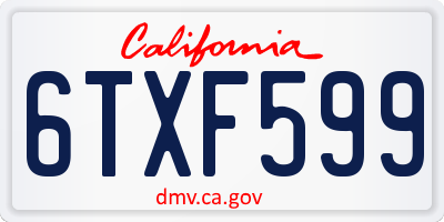 CA license plate 6TXF599