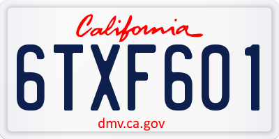 CA license plate 6TXF601