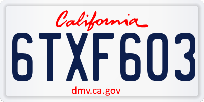 CA license plate 6TXF603