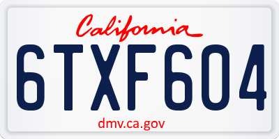 CA license plate 6TXF604
