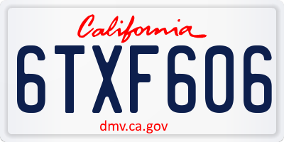 CA license plate 6TXF606