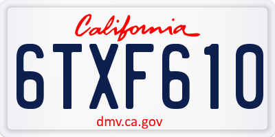 CA license plate 6TXF610