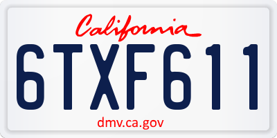 CA license plate 6TXF611