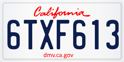 CA license plate 6TXF613