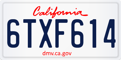 CA license plate 6TXF614