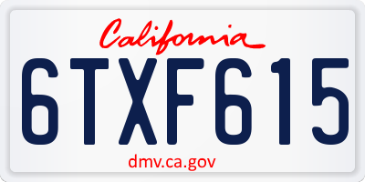 CA license plate 6TXF615