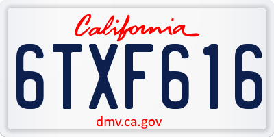 CA license plate 6TXF616