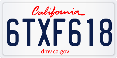 CA license plate 6TXF618